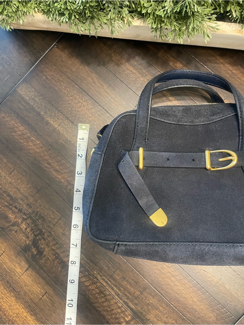 Madewell Navy Suede Mini Crossbody with Gold Hardware - Picture 6 of 16